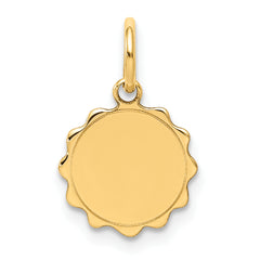 14K .009 Gauge Engravable Scalloped Disc Charm
