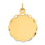 Scalloped Disc Charm in 14K Yellow Gold, 26x24mm Engravable - Sophia Jewelers