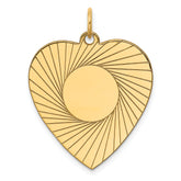 14k Etched .018 Gauge Engravable Heart Disc Charm