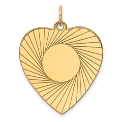 14k Etched .018 Gauge Engravable Heart Disc Charm