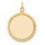 Round Disc Rope Edge Charm in 14K Yellow Gold, 27x21mm Engravable - Sophia Jewelers