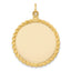Round Disc Charm in 14K Yellow Gold with Rope Edge, 31x26mm Engravable - Sophia Jewelers
