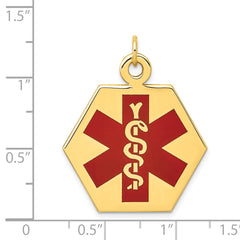 14K Red Enamel Medical Jewelry Pendant