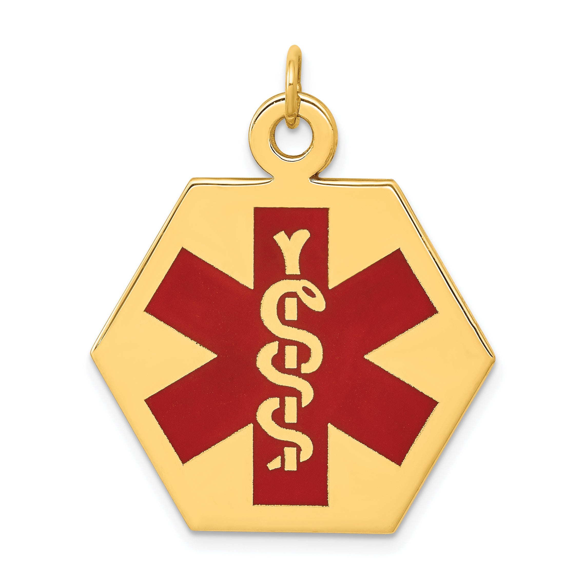 14k Red Enamel Medical Jewelry Pendant