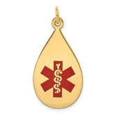 14k Red Enamel Medical Jewelry Pendant