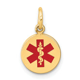 14k Red Enamel Medical Jewelry Pendant