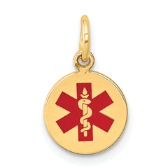 14k Red Enamel Medical Jewelry Pendant