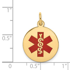 14K Red Enamel Medical Jewelry Pendant