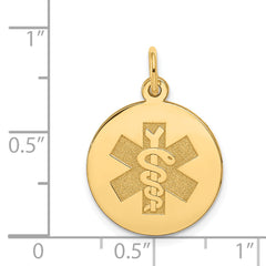 14K Medical Jewelry Unenameled Pendant