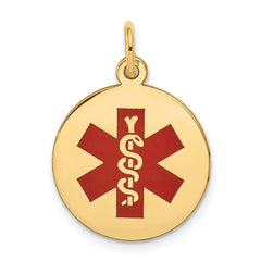 14k Red Enamel Medical Jewelry Pendant