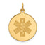 Medical Alert Pendant in 14K Yellow Gold, 26mm Textured Engravable - Sophia Jewelers