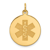 14k Non-enameled Medical Jewelry Pendant