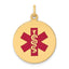 14k Red Enamel Medical Jewelry Pendant