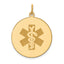 Round Medical Alert Pendant in 14K Yellow Gold, 22mm Textured - Sophia Jewelers
