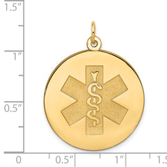 14K Medical Jewelry Unenameled Pendant