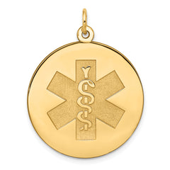 14k Medical Jewelry Unenameled Pendant