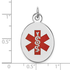 14K White Gold Red Enamel Medical Jewelry Pendant