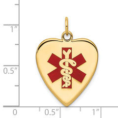 14K Heart-Shaped Enameled Medical Jewelry Pendant