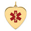 Heart-Shaped Medical Alert Pendant in 14K Yellow Gold with Red Enamel - Sophia Jewelers