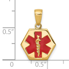 14k Enameled Textured Back Medical Disk Pendant