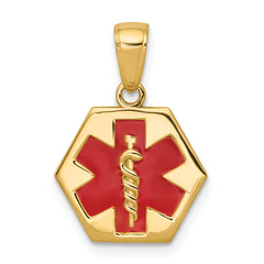 14k Enameled Textured Back Medical Disk Pendant