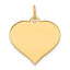 10K Gold Heart Disc Charm with Polished Finish, Engravable Design
