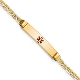 14K Medical Red Enamel Anchor ID Bracelet