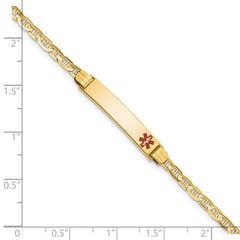 14K Medical Red Enamel Anchor ID Bracelet