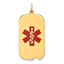 Red Enameled Medical Alert Dog Tag Pendant in 14K Yellow Gold, 32x17mm - Sophia Jewelers
