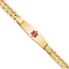 14K Medical Soft Diamond Shape Red Enamel Curb ID Bracelet