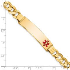 14K Medical Red Enamel Curb ID Bracelet