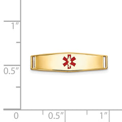 14K Gold Medical ID Bracelet with Red Enamel Engravable Plate