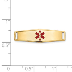 14K Gold Engravable Medical ID Bracelet with Red Enamel Unisex
