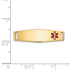 14K Gold Engravable Medical ID Bracelet with Red Enamel
