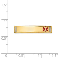 14K Gold Unisex Polished Medical ID Bracelet with Red Enamel