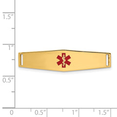 14K Gold Engravable Medical ID Bracelet with Red Enamel Accent