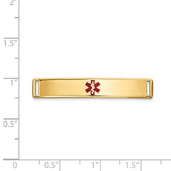 14K Gold Medical ID Bracelet with Red Enamel Engravable Plate