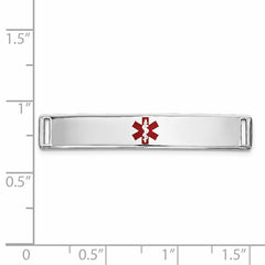 14K White Gold Engravable Medical Alert Bracelet with Red Enamel