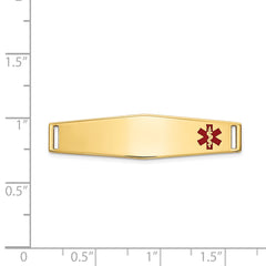 14K Gold Medical ID Bracelet with Red Enamel Engravable Plate