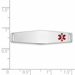 14K White Gold Medical ID Bracelet with Red Enamel Engravable Plate