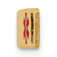 14K Gold Polished Medical ID Bracelet with Engravable Red Enamel