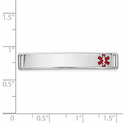 14K White Gold Medical ID Bracelet with Red Enamel Engravable