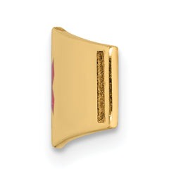 14K Gold Polished Medical ID Bracelet with Red Enamel Engravable Charm