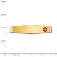 Unisex 14K Gold Polished Medical ID Bracelet with Red Enamel