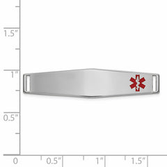 14K White Gold Medical ID Bracelet with Engravable Red Enamel