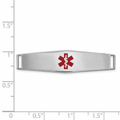 Unisex 14K White Gold Medical ID Bracelet with Red Enamel Detailing