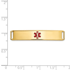 14K Gold Medical ID Bracelet with Red Enamel Engravable Plate