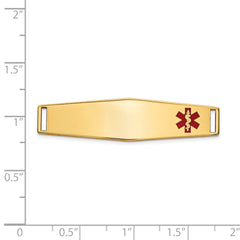 14K Gold Unisex Medical ID Bracelet with Red Enamel Engravable