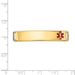 14K Gold Engravable Unisex Medical ID Bracelet with Red Enamel