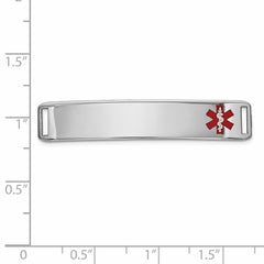 14K Gold Engravable Unisex Medical ID Bracelet with Red Enamel